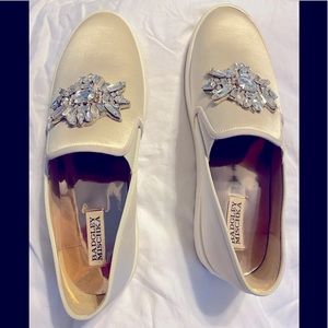 Badgley Mischka Ivory Bejeweled Slip on sz 9.5